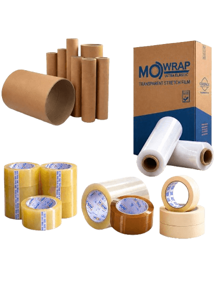 Cordpack packaging products including BOPP tapes, stretch film, and masking tape